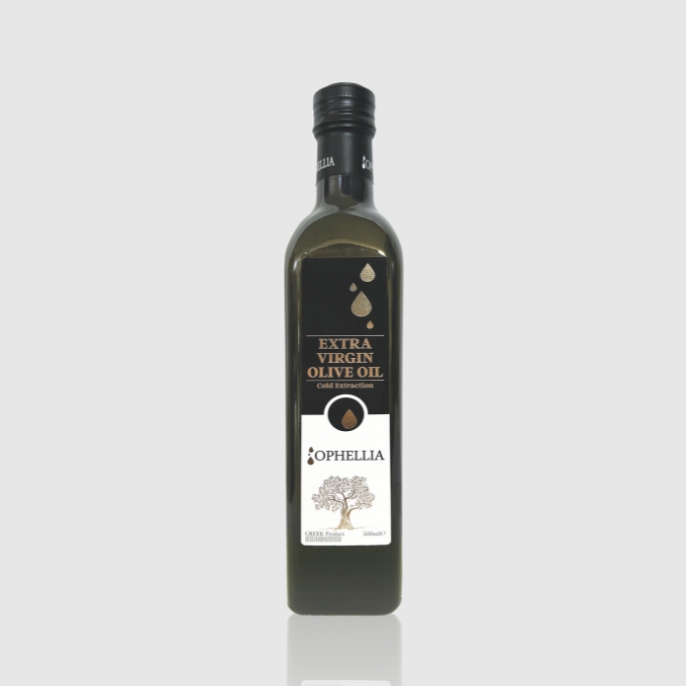 Купете Критски EVOO Офелия 500 мл. Автентично зехтинено масло от първи класна екстракция, внесено директно от Крит. Бърза доставка.